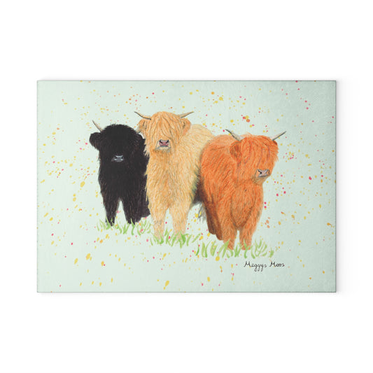 The three moosketeers highland cow chopping board. Highland cow gifts and homeware