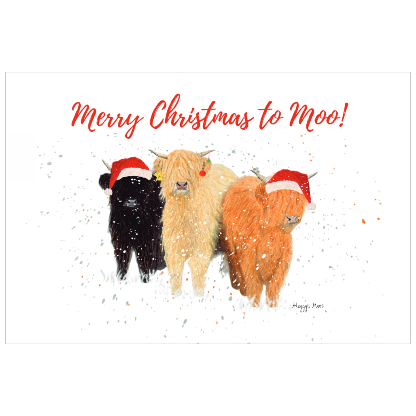 3 moosketeers highland cow christmas card