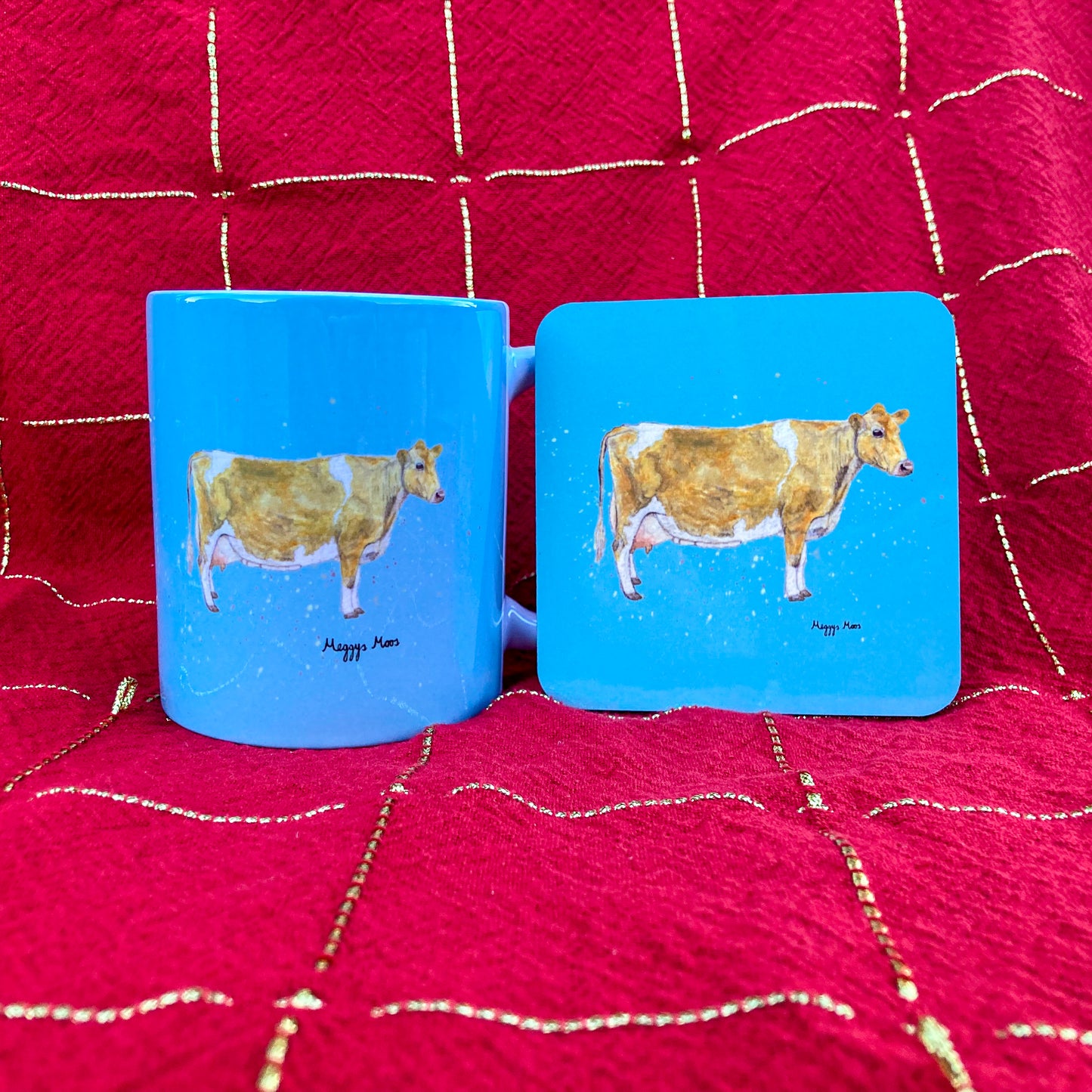 guernsey cow mug and coaster