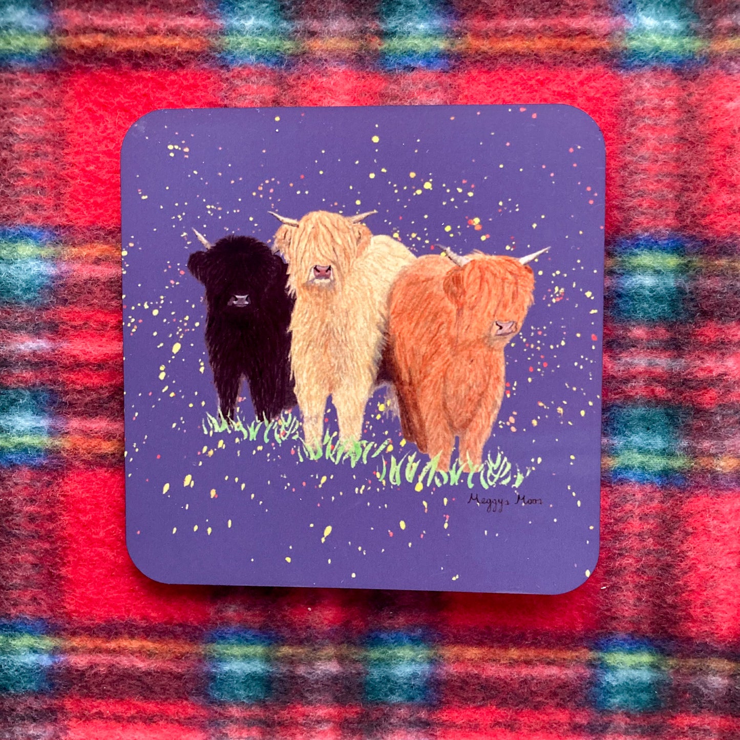 Three Moosketeers Highland Cow Coaster