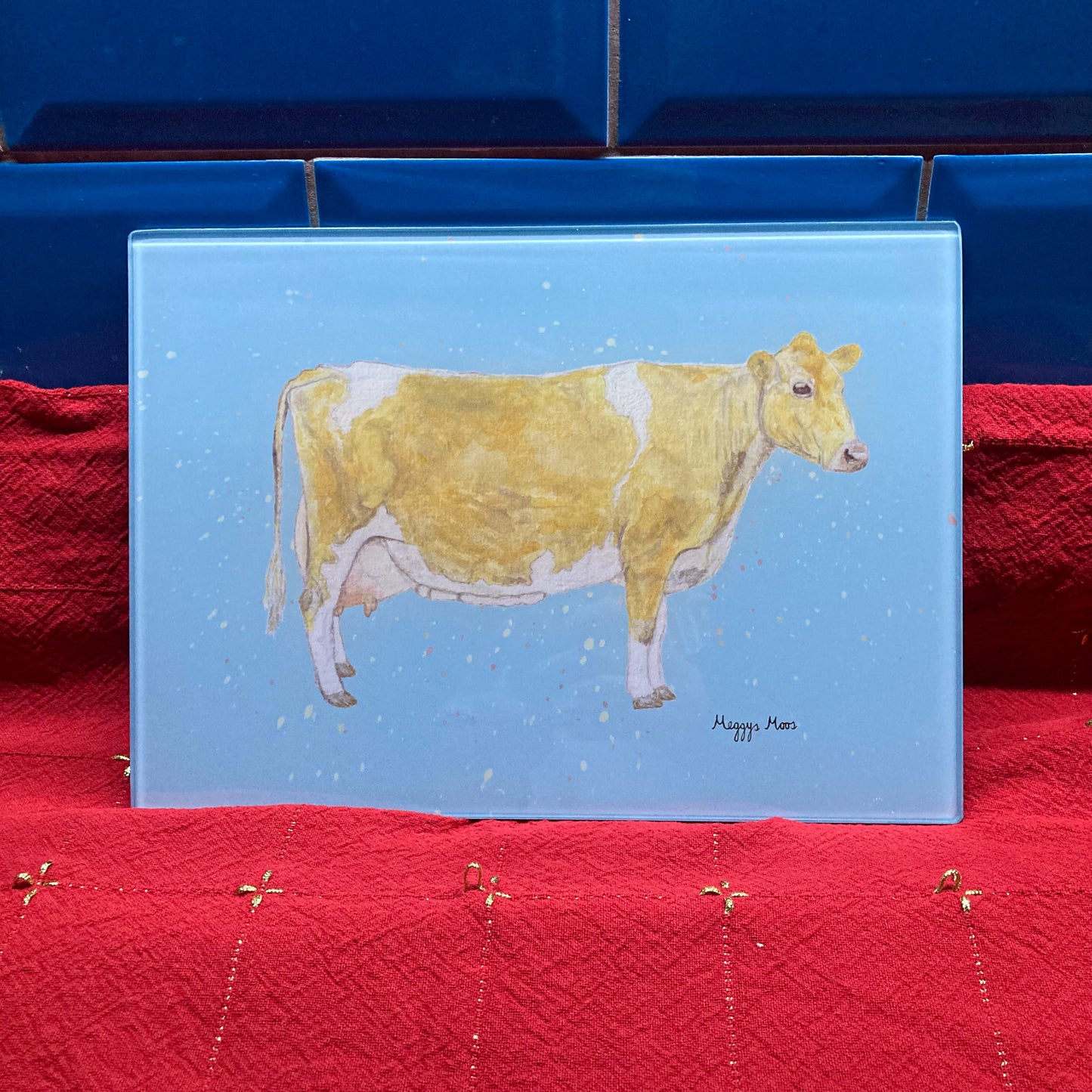 Guernsey Cow Glass Chopping Board