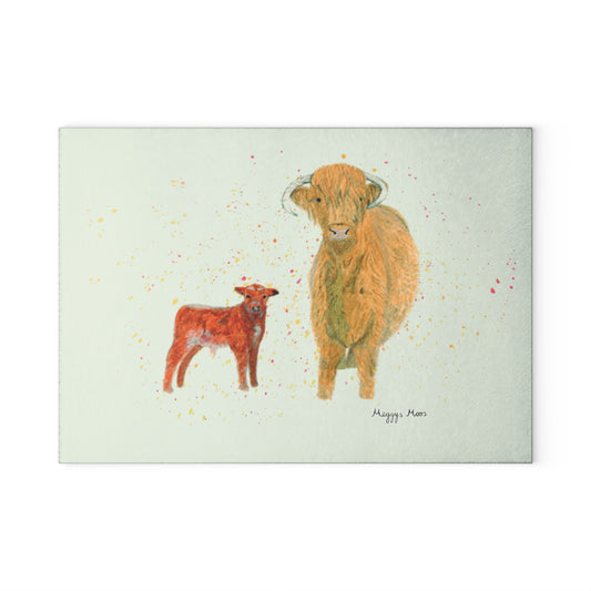 granny fiona highland cow chopping board. gift, homeware