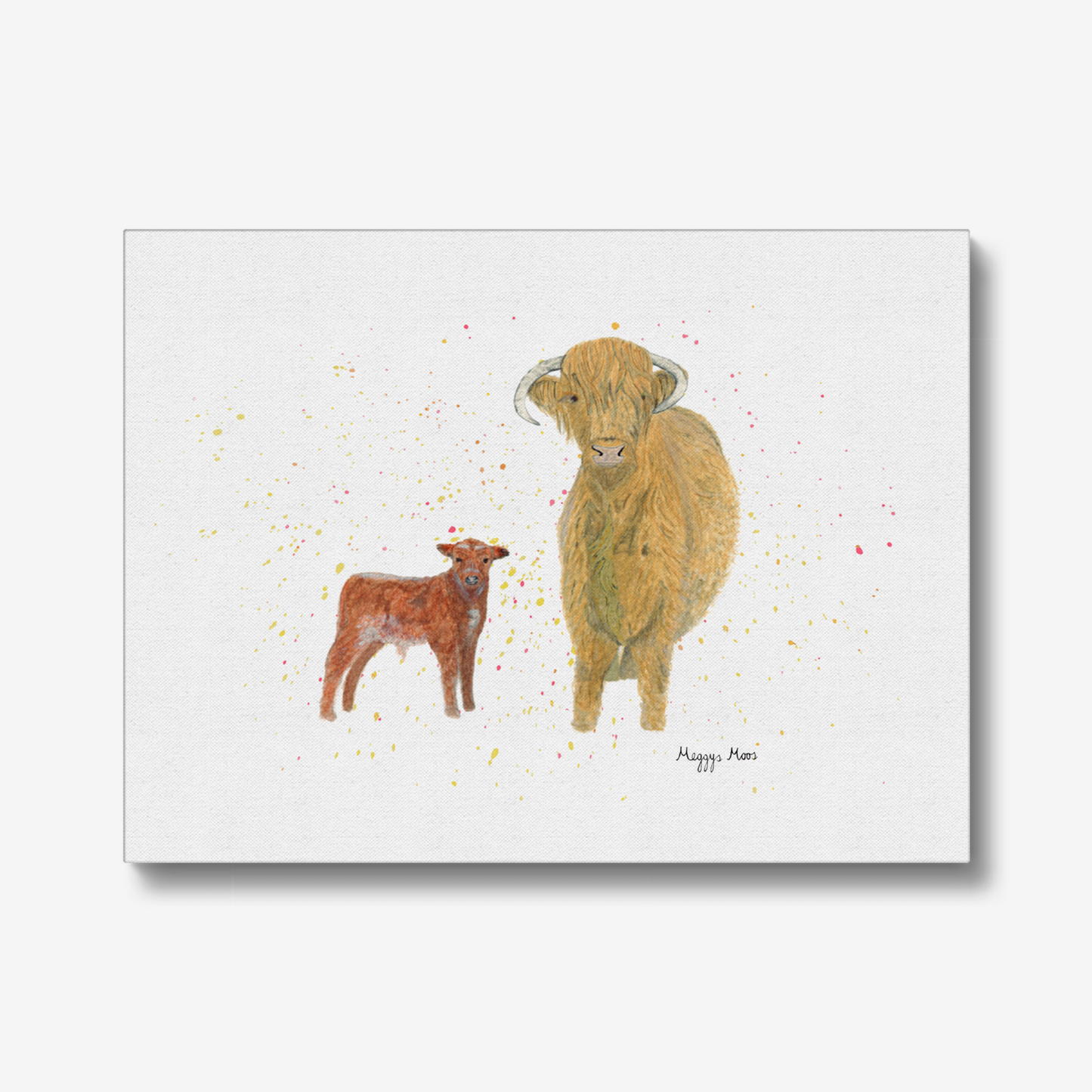 grandma fiona highland cow canvas art print gift, original painting