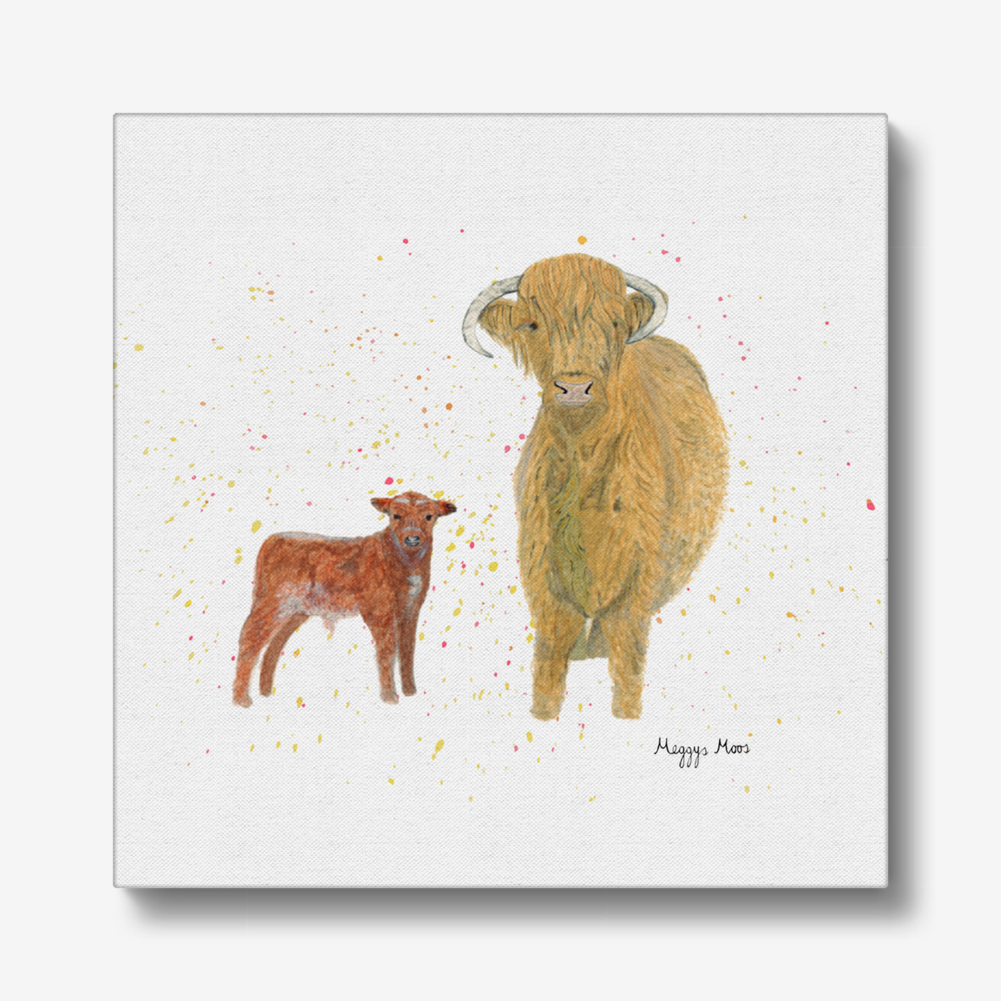 grandma fiona highland cow canvas art print gift, original painting