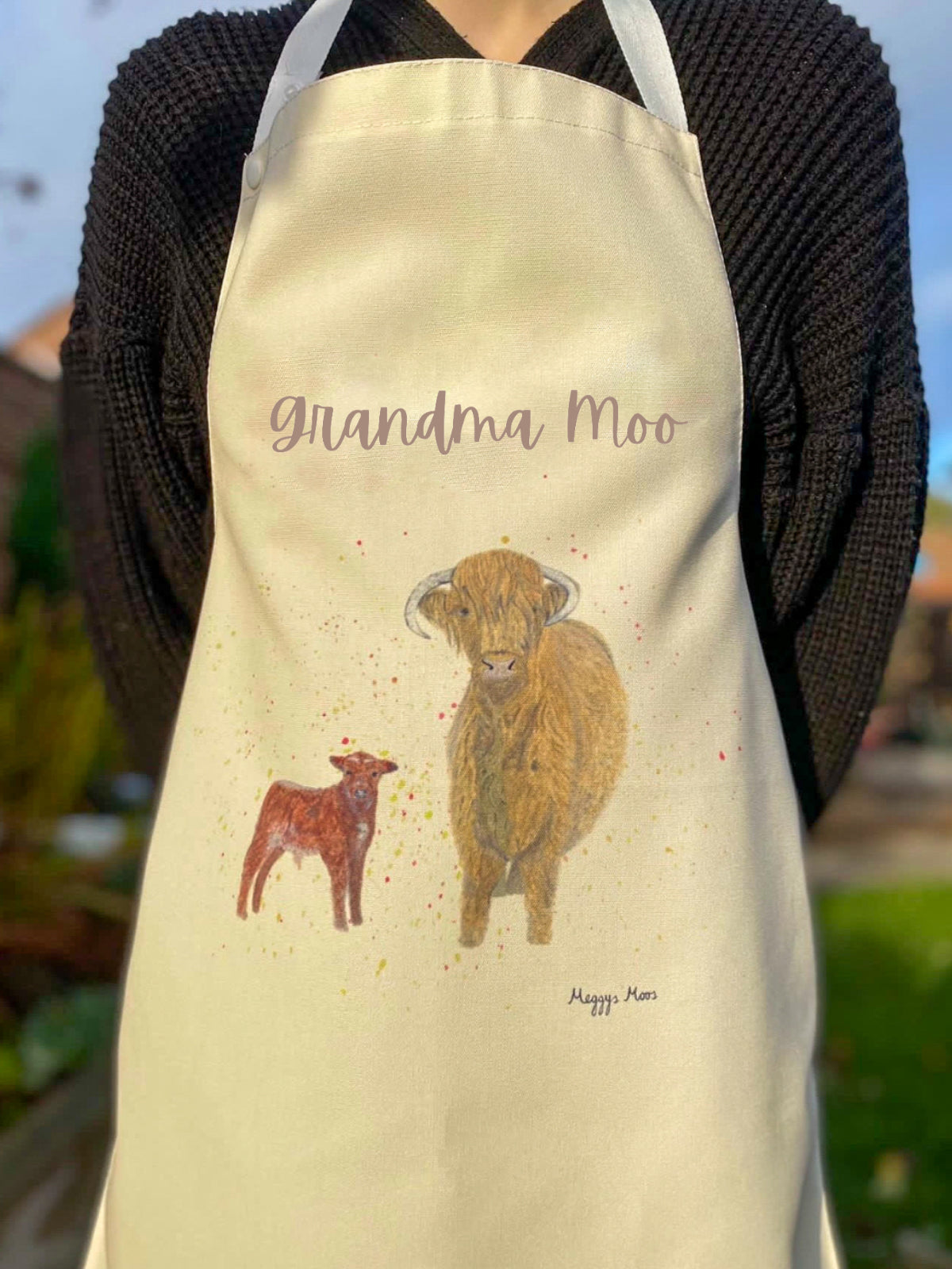 Grandma highland cow apron. Highland cow gift, baking, country gift.