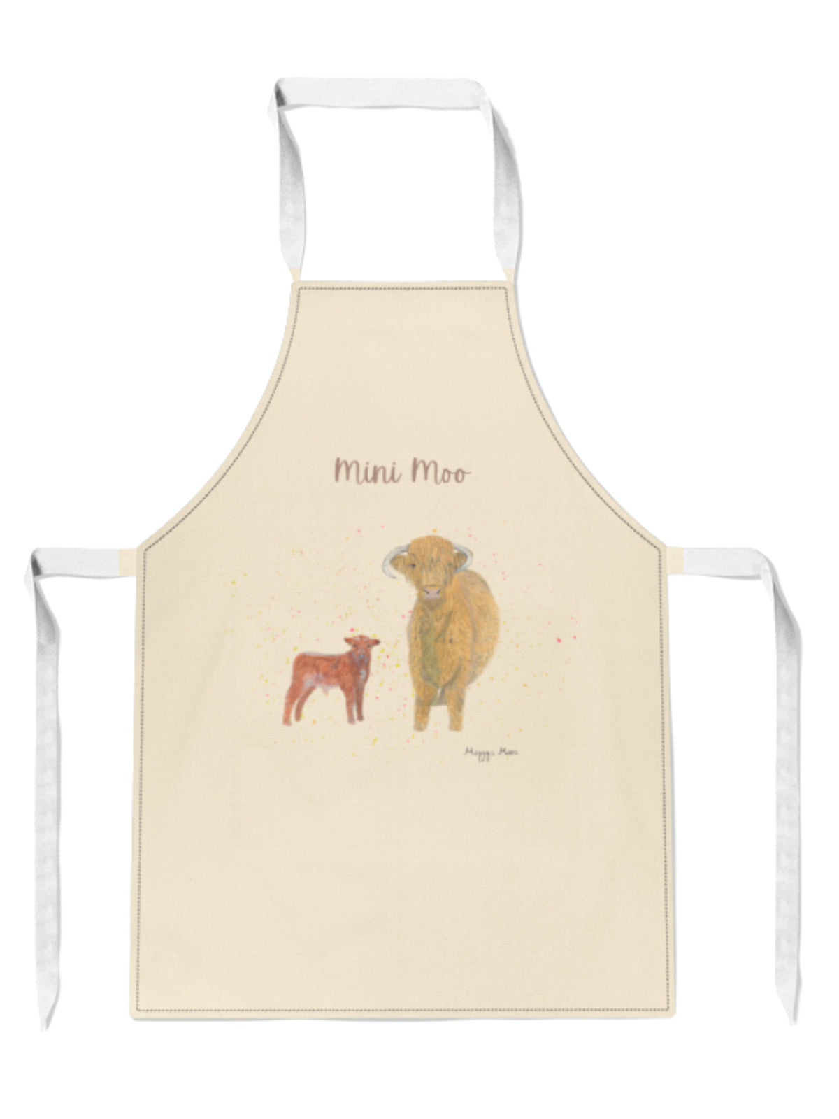 children's fiona highland cow apron. Matching mother and child apron. Country gift