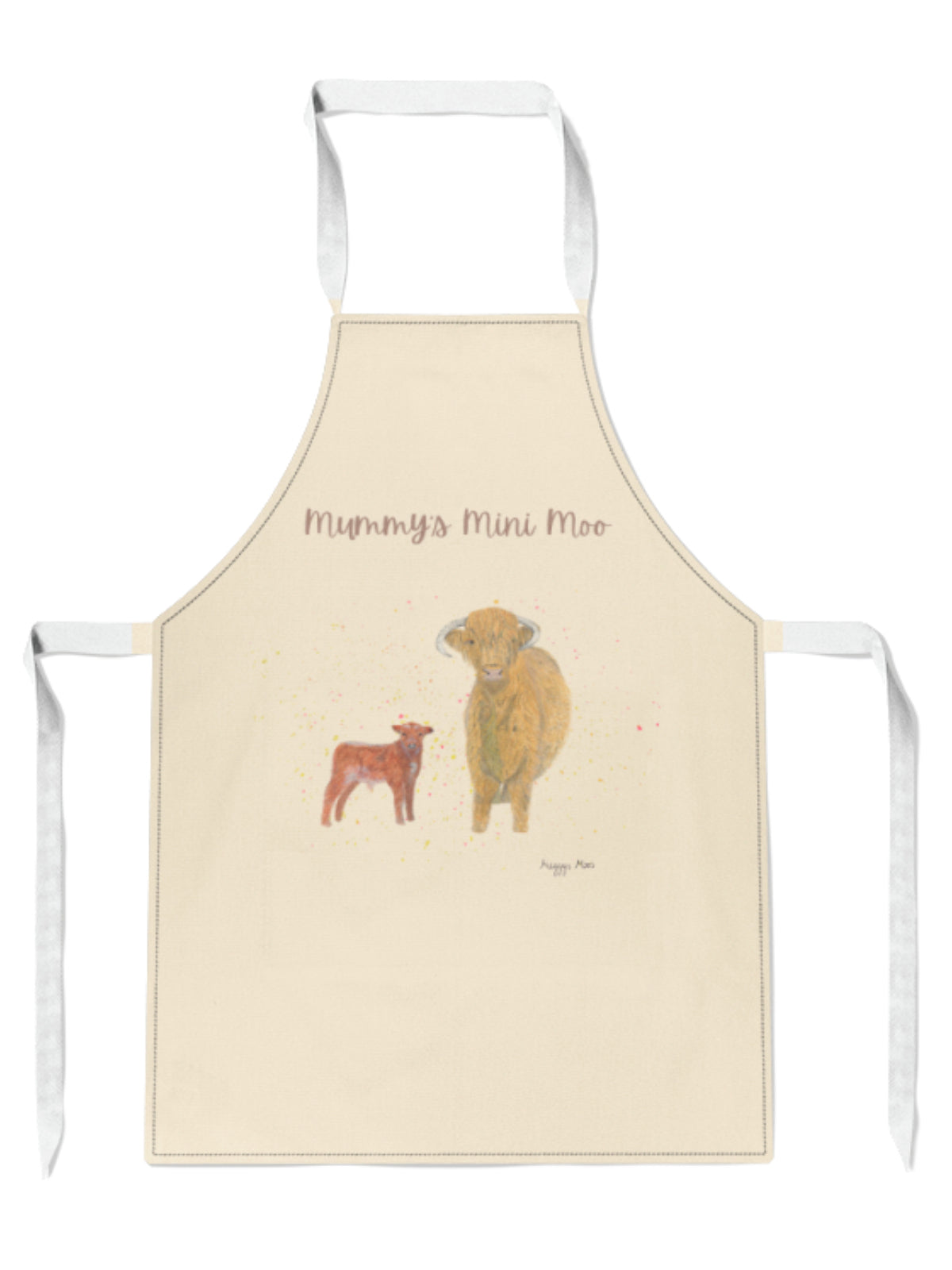 children's fiona highland cow apron. Matching mother and child apron. Country gift