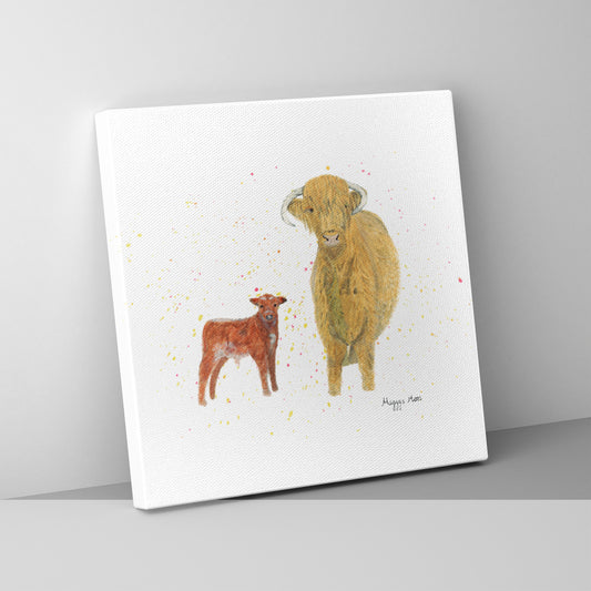 grandma fiona highland cow canvas art print gift, original painting